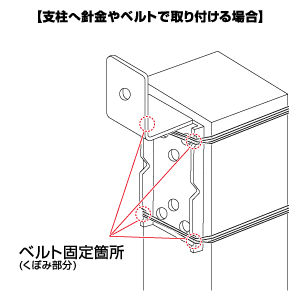 支柱へ針金やベルトで取り付ける