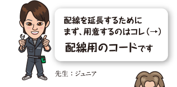 配線を延長するためにまず、用意するのはコレ。配線用のコードです。