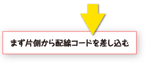 まず片側から配線コードを差し込む