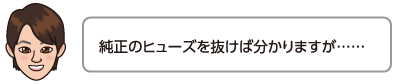 純正のヒューズを抜けば分かりますが……