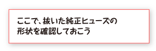 ここで、抜いたヒューズの形状を確認しておこう