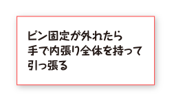 ピン固定が外れたら手で内張り全体を持って引っ張る