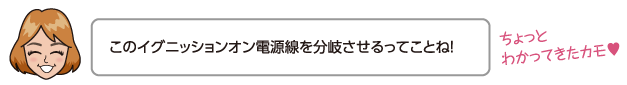 このイグニッションオン電源線を分岐させるってことね！