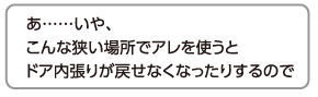 あ……いや、こんな狭い場所でアレを使うとドア内張りが戻せなくなったりするので