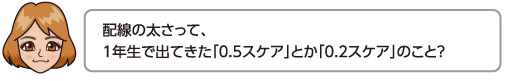 配線の太さって、1年生で出てきた「0.5スケア」とか「0.2スケア」のこと？