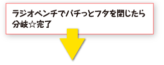 ラジオペンチでパチっとフタを閉じたら分岐☆完了