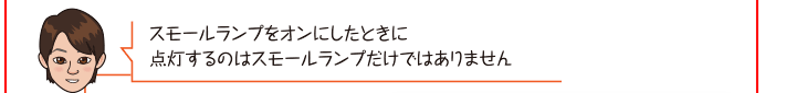 スモールランプをオンにしたときに点灯するのはスモールランプだけではありません