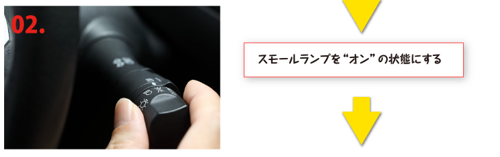 スモールランプを“オン”の状態にする