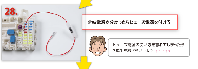 常時電源が分かったらヒューズ電源を付ける