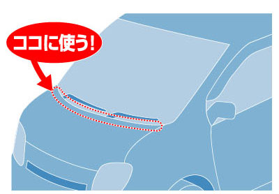 風切り音低減モールボンネット用の取り付け箇所