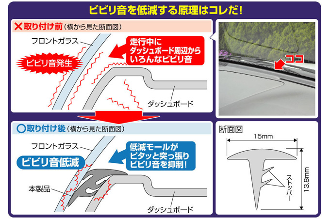 エーモン ビビリ音低減モール ダッシュボード用の取り付け方