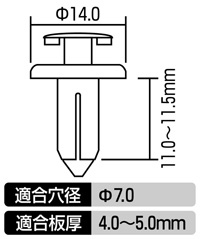 プッシュターンリベット(トヨタ・ダイハツ車用)