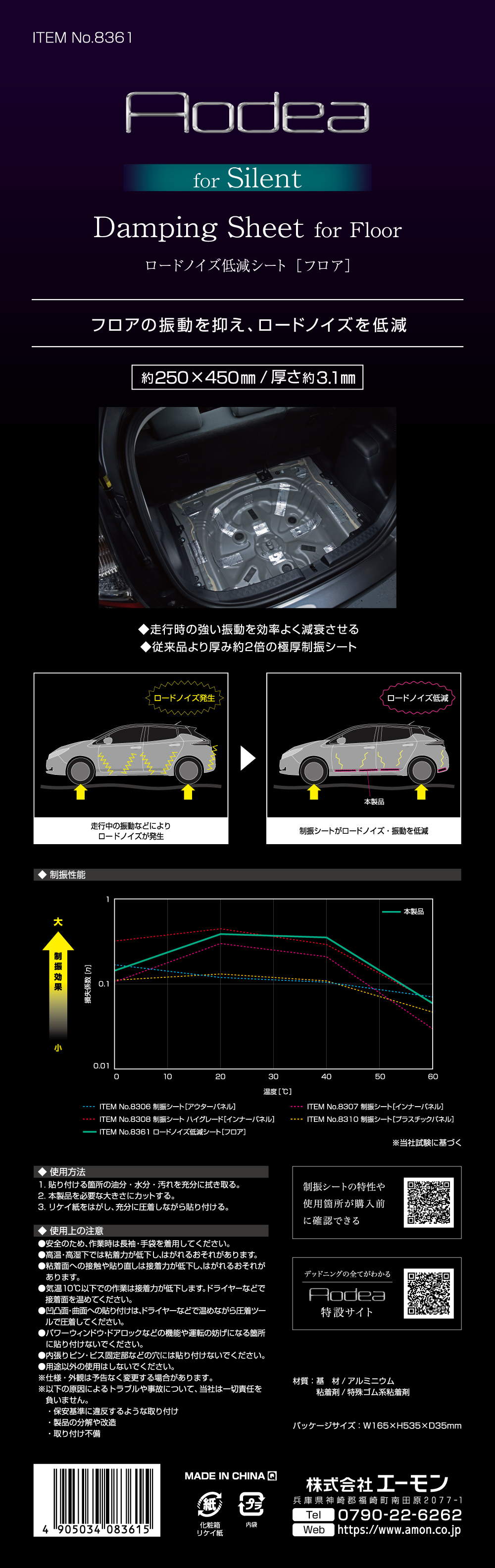 エーモン/[8361]ロードノイズ低減シート (フロア用) /製品詳細ページ